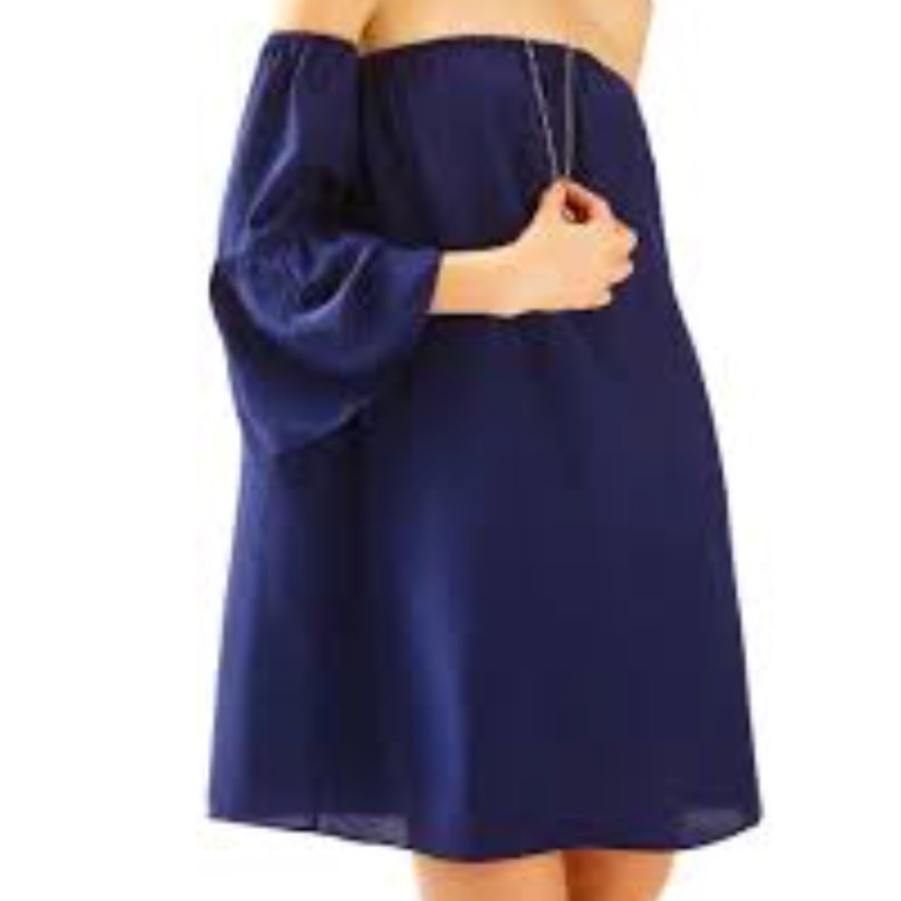 Lilly Pulitzer sanilla silk dress in true navy